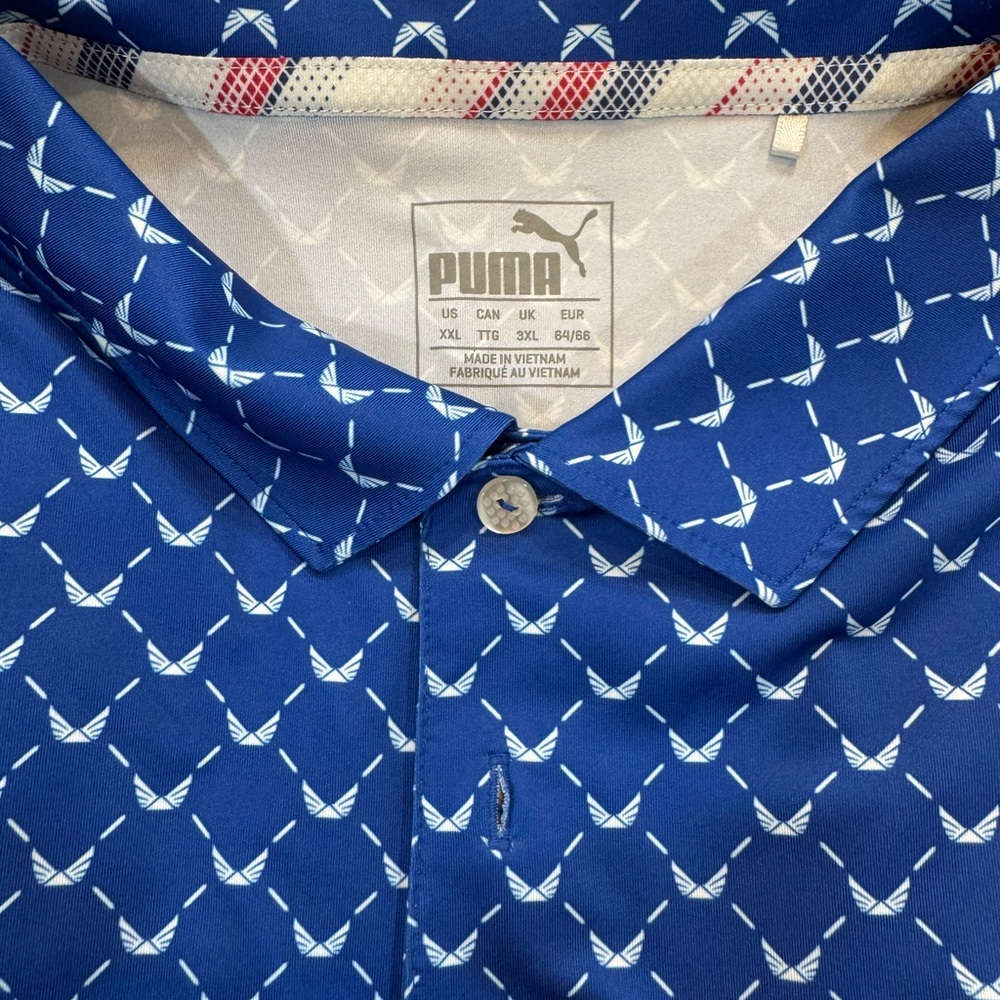 Puma Blue Polo style Golf Shirt  with Wave Pattern